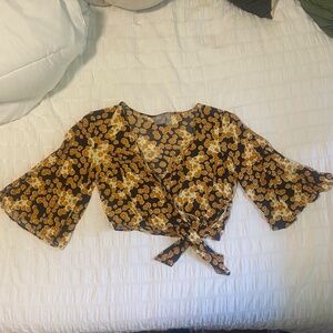 ASOS Cropped Floral Wrap Blouse - Size 4